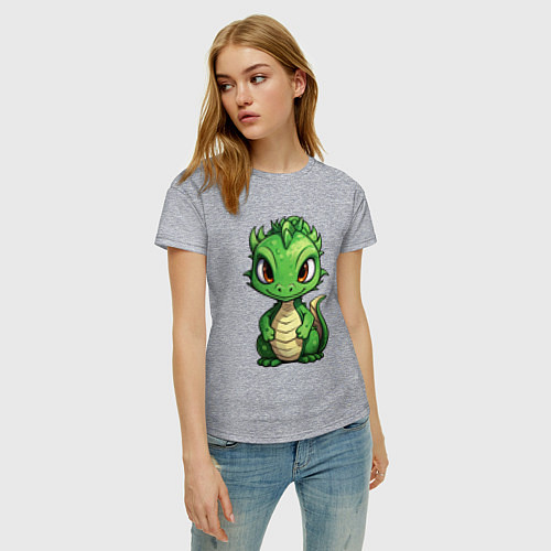 Женская футболка Маленький дракон 2024 / Меланж – фото 3
