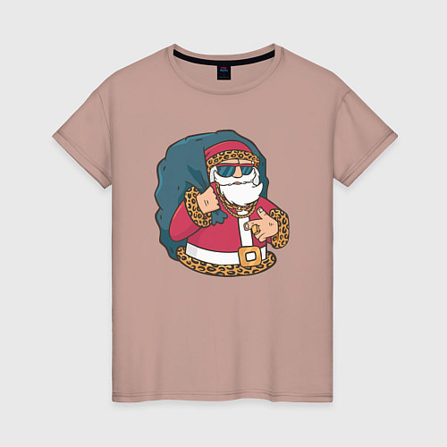 Женская футболка Santa gangster / Пыльно-розовый – фото 1