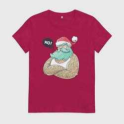Футболка хлопковая женская Санта брутал, цвет: маджента