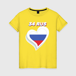 Футболка хлопковая женская 34 регион Волгоградская область, цвет: желтый