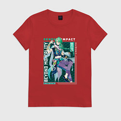 Футболка хлопковая женская Бай Чжу из геншина, цвет: красный