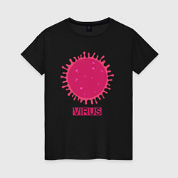 Футболка хлопковая женская Pink virus, цвет: черный