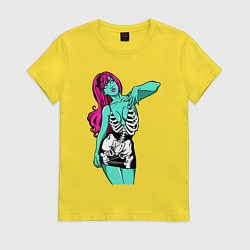 Футболка хлопковая женская Зелёная секси-ведьма, цвет: желтый