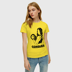 Футболка хлопковая женская Conquer, цвет: желтый — фото 2