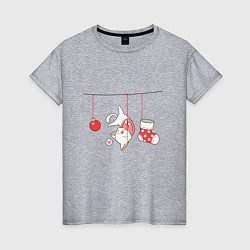 Футболка хлопковая женская Котик-подарок, цвет: меланж