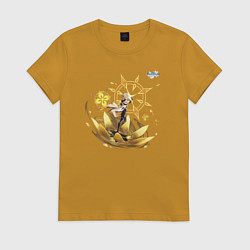 Футболка хлопковая женская Альбедо из Геншин Импакт, цвет: горчичный