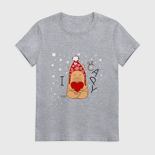 Женская футболка Капибара с сердцем: я люблю / Меланж – фото 1