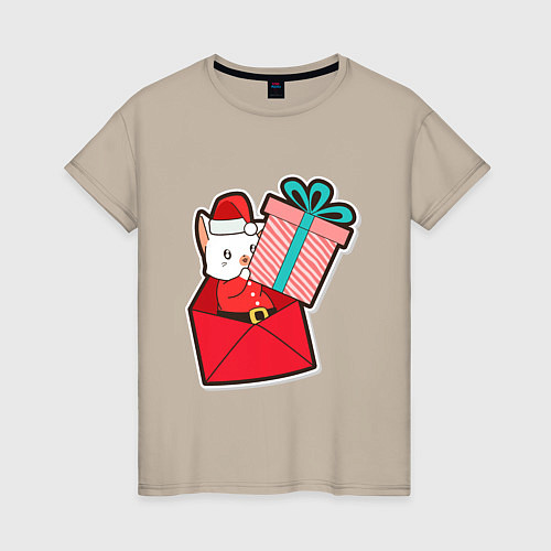 Женская футболка Вам подарок от котика / Миндальный – фото 1