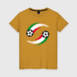 Футболка хлопковая женская Итальянские мячи, цвет: горчичный