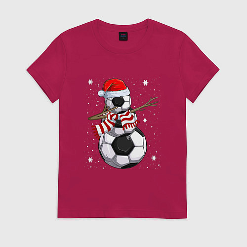 Женская футболка Soccer snowman / Маджента – фото 1