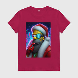 Футболка хлопковая женская Simpson Claus - cyberpunk, цвет: маджента