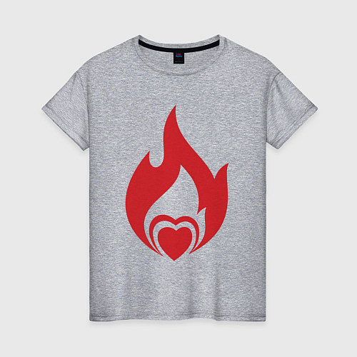 Женская футболка Сердце в огне / Меланж – фото 1