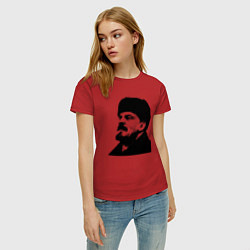 Футболка хлопковая женская Ленин в шапке, цвет: красный — фото 2