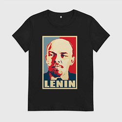 Футболка хлопковая женская Владимир Ильич Ленин, цвет: черный