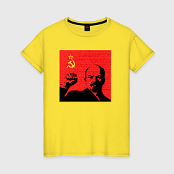 Футболка хлопковая женская Lenin in red, цвет: желтый