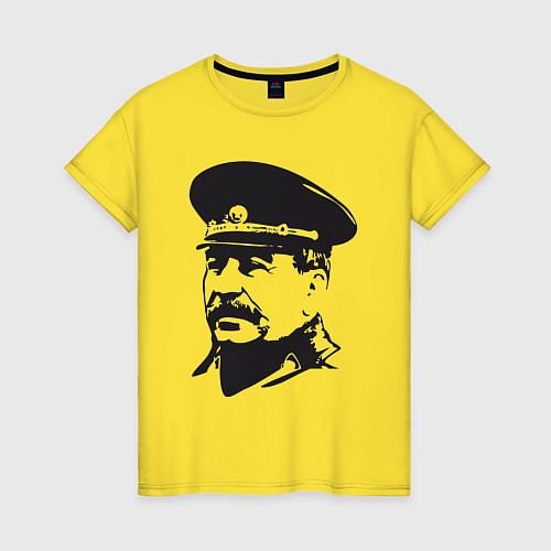 Женская футболка Сталин в фуражке / Желтый – фото 1