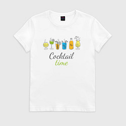 Футболка хлопковая женская Время коктейлей, цвет: белый