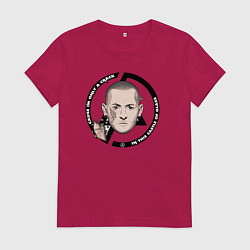 Футболка хлопковая женская Я трещина в стеклянном замке - Честер Линкин Парк, цвет: маджента