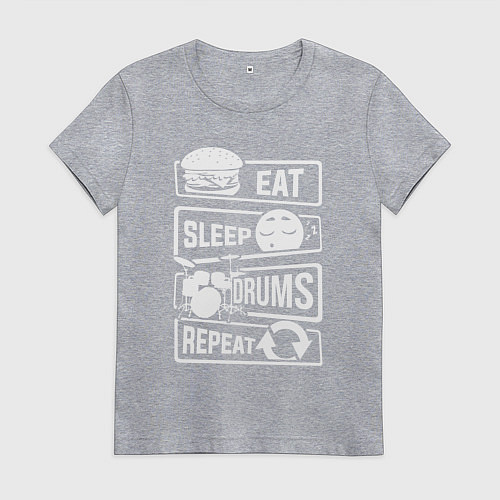 Женская футболка Еда сон барабаны / Меланж – фото 1