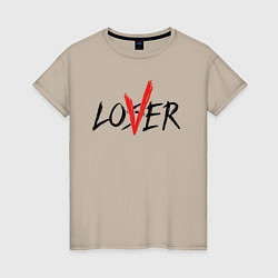 Футболка хлопковая женская Loser lover, цвет: миндальный