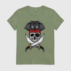 Футболка хлопковая женская Одноглазый роджер, цвет: авокадо