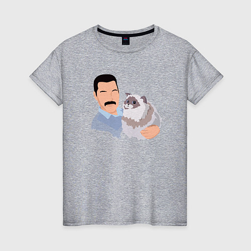 Женская футболка Фредди с котиком / Меланж – фото 1
