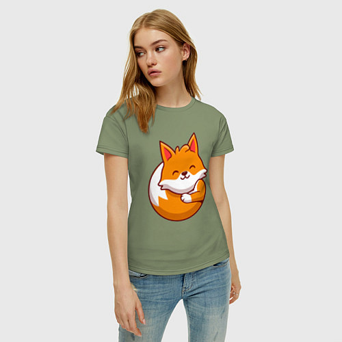 Женская футболка Orange fox / Авокадо – фото 3