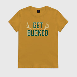 Футболка хлопковая женская Get bucked, цвет: горчичный