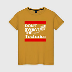 Футболка хлопковая женская Dont sweat the Technics, цвет: горчичный