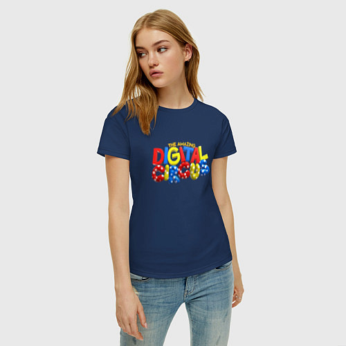 Женская футболка Удивительный цифровой цирк лого / Тёмно-синий – фото 3