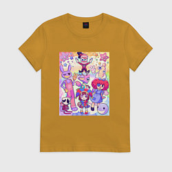 Футболка хлопковая женская The amazing digital circus together, цвет: горчичный