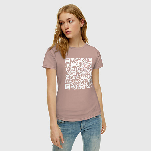 Женская футболка Qr код на песню Never Gonna Give You Up / Пыльно-розовый – фото 3