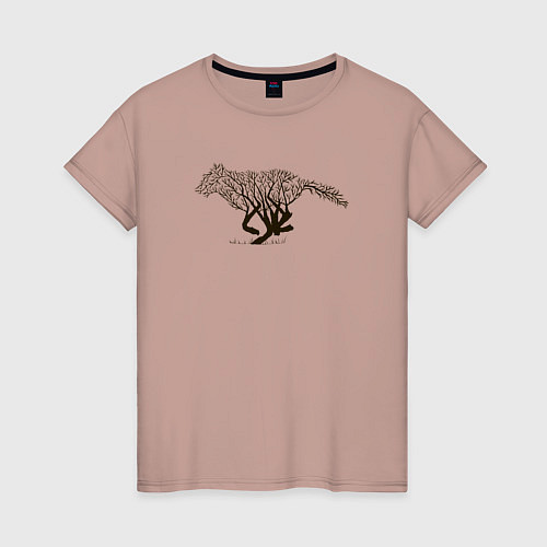 Женская футболка Лиса из веток / Пыльно-розовый – фото 1