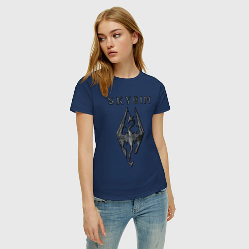 Женская футболка Elder Scrolls - скайрим / Тёмно-синий – фото 3