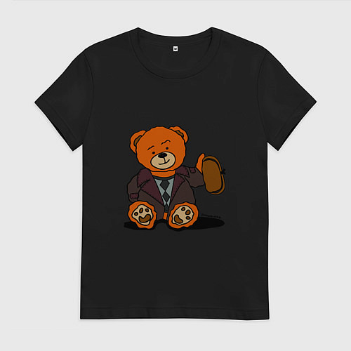 Женская футболка Медведь Кащей с шапкой-ушанкой / Черный – фото 1