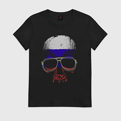 Футболка хлопковая женская Russia skull, цвет: черный