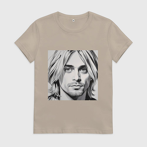 Женская футболка Портрет Кобейн / Миндальный – фото 1