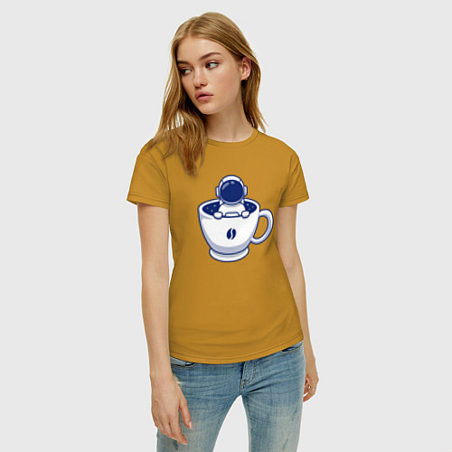 Женская футболка Кофе из космоса / Горчичный – фото 3