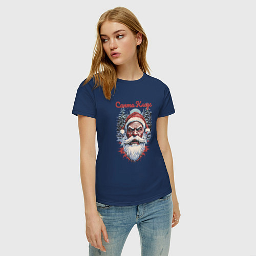 Женская футболка Безумный Санта / Тёмно-синий – фото 3