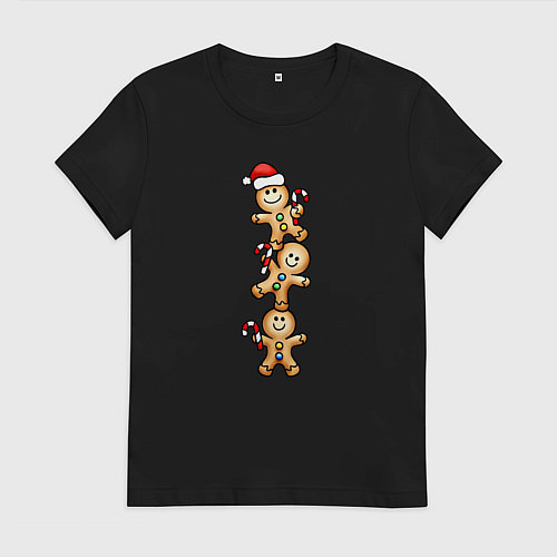 Женская футболка Веселые пряничные человечки / Черный – фото 1