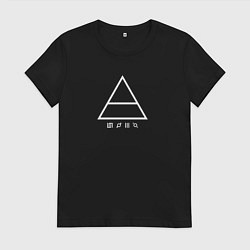 Футболка хлопковая женская 30 Seconds to mars логотип треугольник, цвет: черный