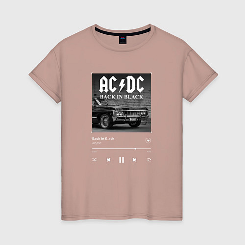 Женская футболка Back in black - AC DC / Пыльно-розовый – фото 1