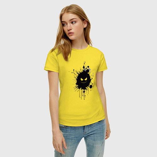 Женская футболка Клякса силуэт лица / Желтый – фото 3