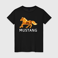 Футболка хлопковая женская Mustang firely art, цвет: черный