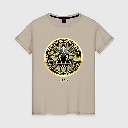 Женская футболка EOS крипто символ / Миндальный – фото 1