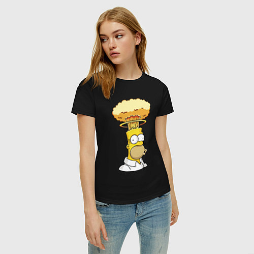 Женская футболка Бомбанувший Гомер / Черный – фото 3