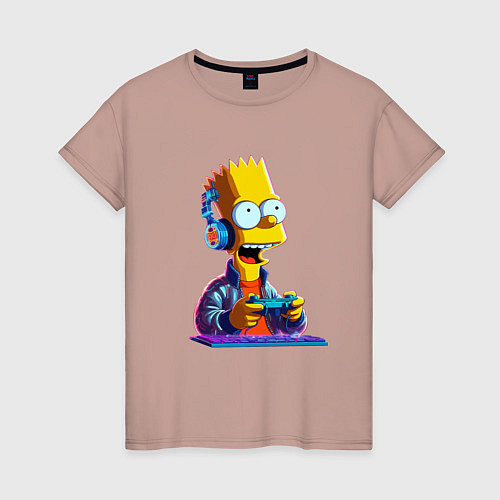 Женская футболка Bart is an avid gamer / Пыльно-розовый – фото 1