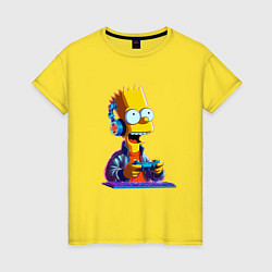 Футболка хлопковая женская Bart is an avid gamer, цвет: желтый