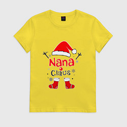 Футболка хлопковая женская Новогодний Санта минимализм, цвет: желтый