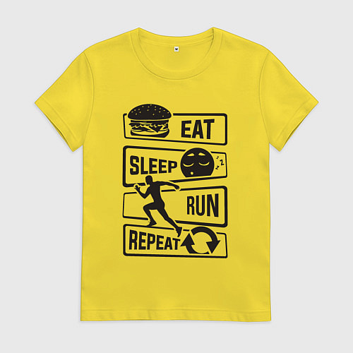 Женская футболка Есть спать бегать / Желтый – фото 1
